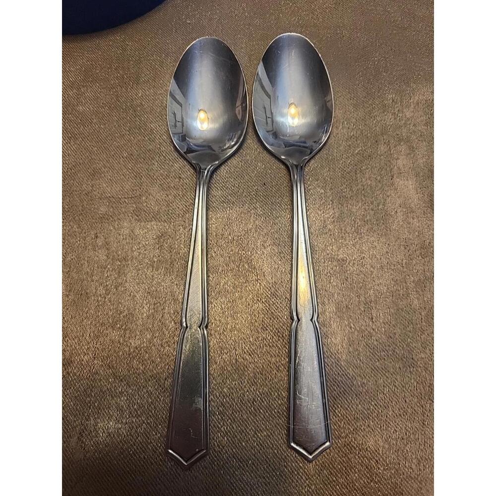 Stanley Roberts Rogers Co Stainless Crestvu 2 Teaspoons Burnished